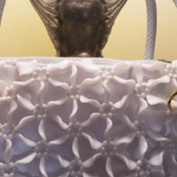 Ladies Fashion Shoulder Crochet Washed White Purse Handbag - Picture 3 of 5